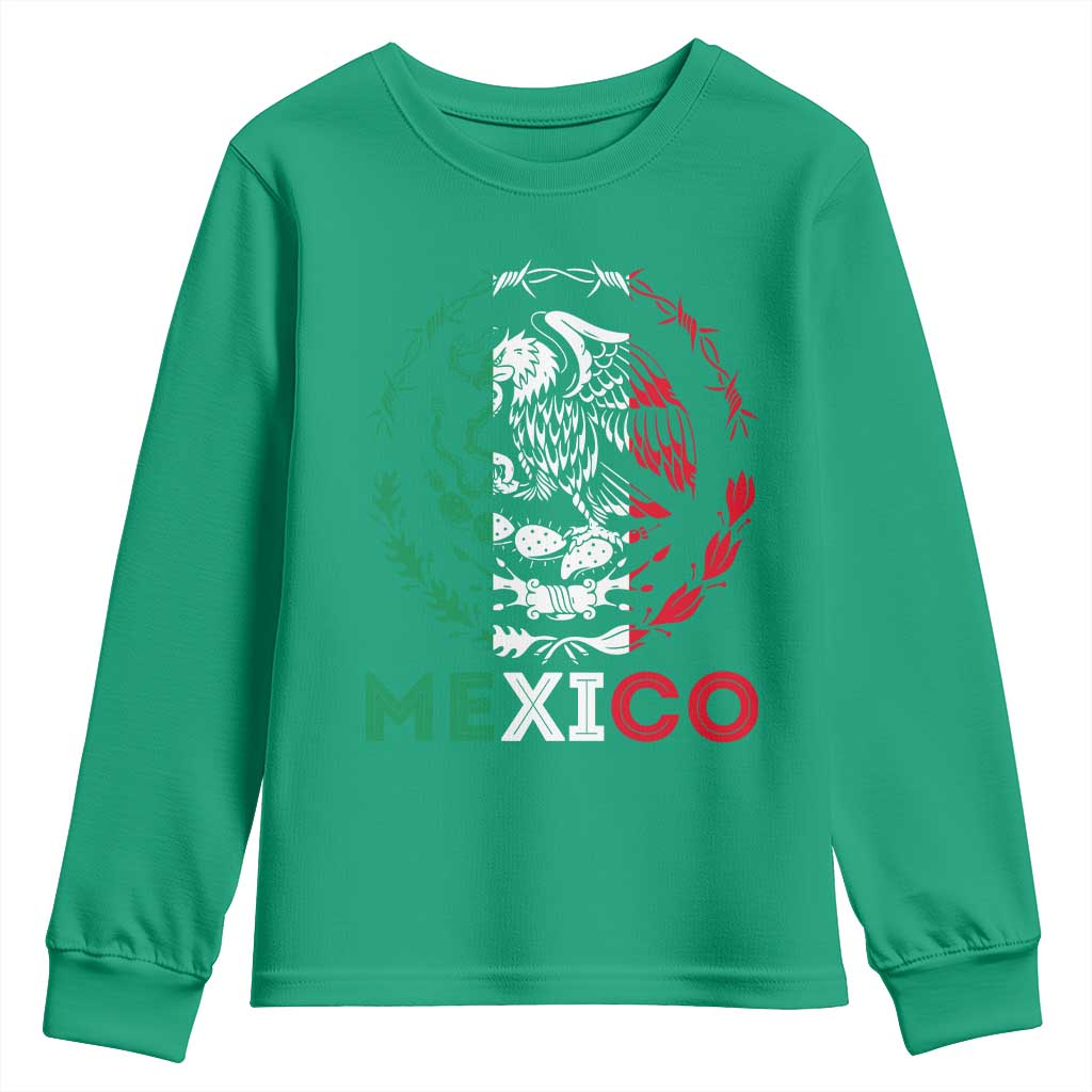 Mexico Coat of Arms Youth Sweatshirt Eagle Mexican Flag Mexico Heritage Roots - Wonder Print Shop