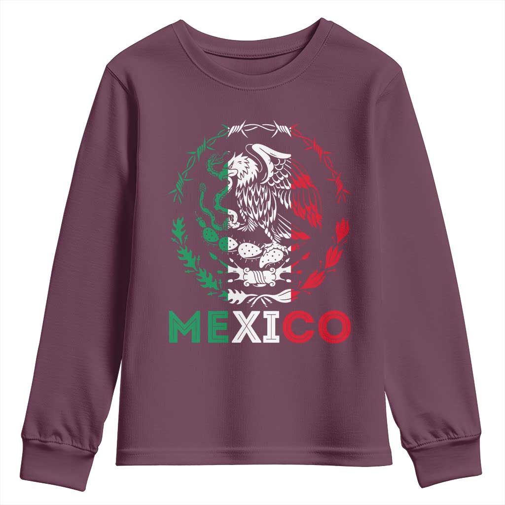 Mexico Coat of Arms Youth Sweatshirt Eagle Mexican Flag Mexico Heritage Roots - Wonder Print Shop