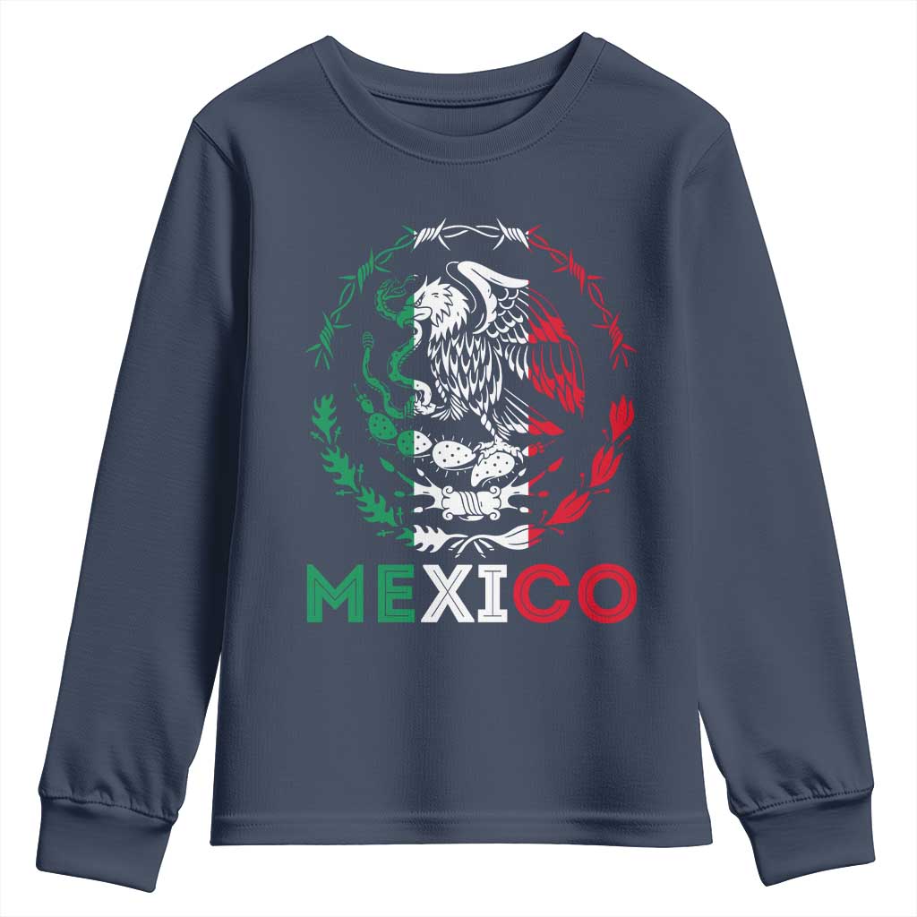 Mexico Coat of Arms Youth Sweatshirt Eagle Mexican Flag Mexico Heritage Roots - Wonder Print Shop