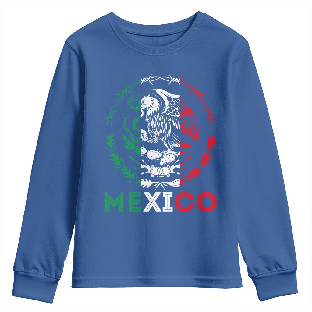 Mexico Coat of Arms Youth Sweatshirt Eagle Mexican Flag Mexico Heritage Roots - Wonder Print Shop