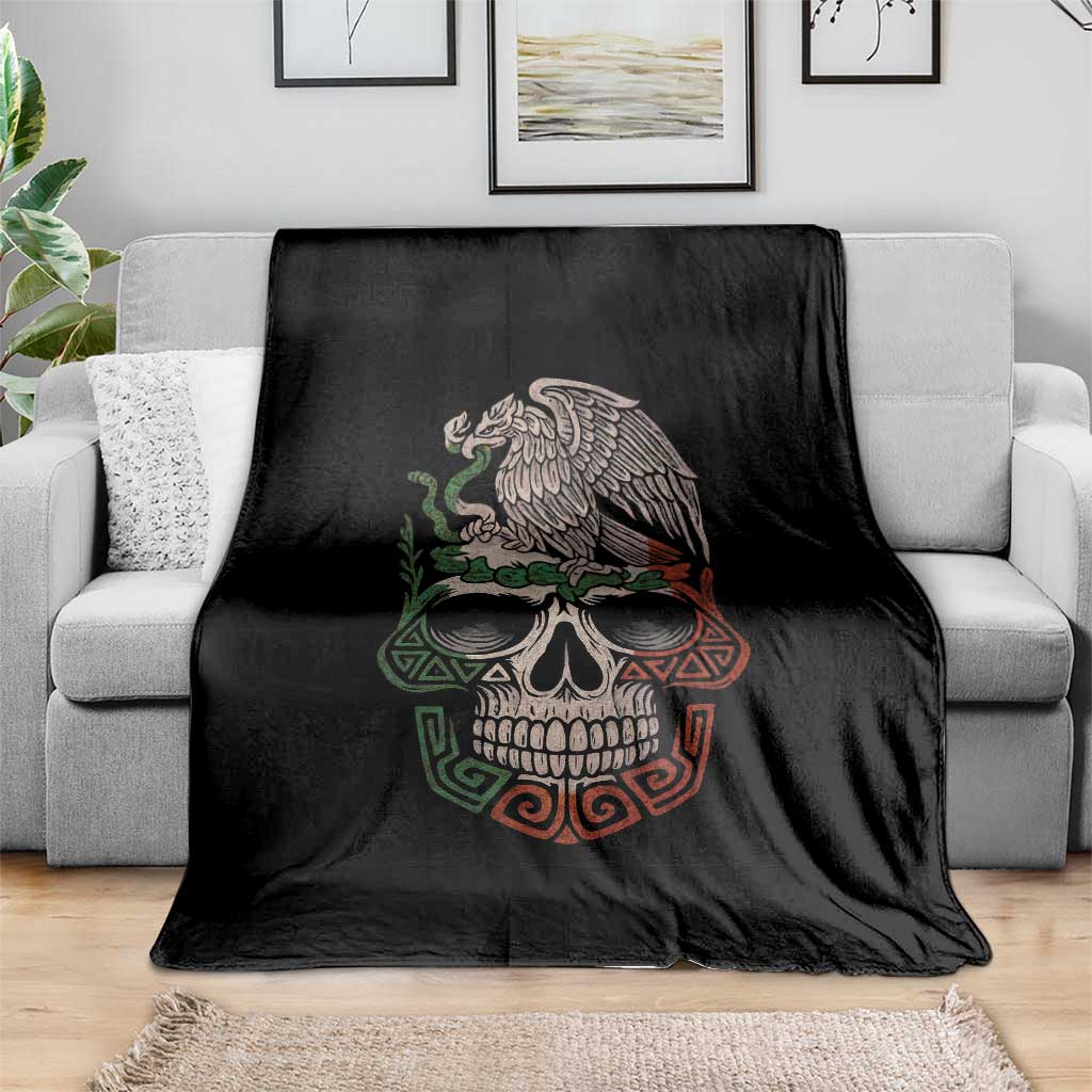 Mexico Coat of Arms Skull Throw Blanket Eagle Mexican Flag Mexico Heritage Roots - Wonder Print Shop