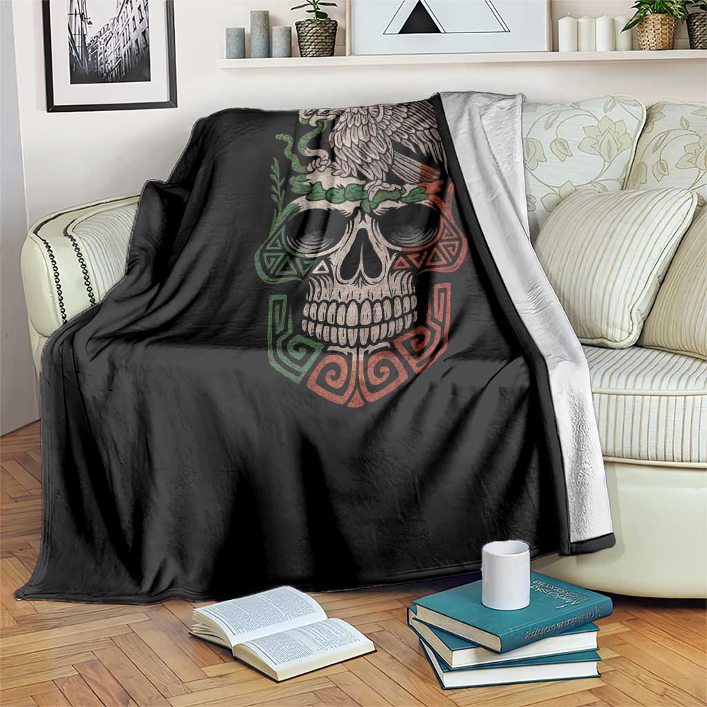 Mexico Coat of Arms Skull Throw Blanket Eagle Mexican Flag Mexico Heritage Roots - Wonder Print Shop