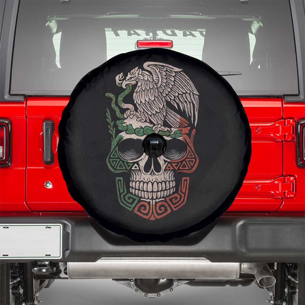 Mexico Coat of Arms Skull Spare Tire Cover Eagle Mexican Flag Mexico Heritage Roots - Wonder Print Shop