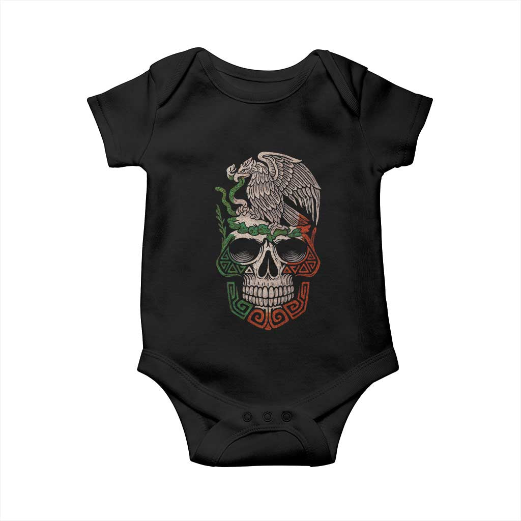 Mexico Coat of Arms Skull Baby Onesie Eagle Mexican Flag Mexico Heritage Roots - Wonder Print Shop