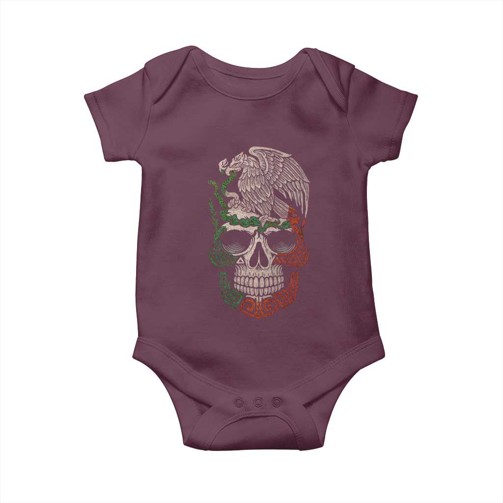 Mexico Coat of Arms Skull Baby Onesie Eagle Mexican Flag Mexico Heritage Roots - Wonder Print Shop