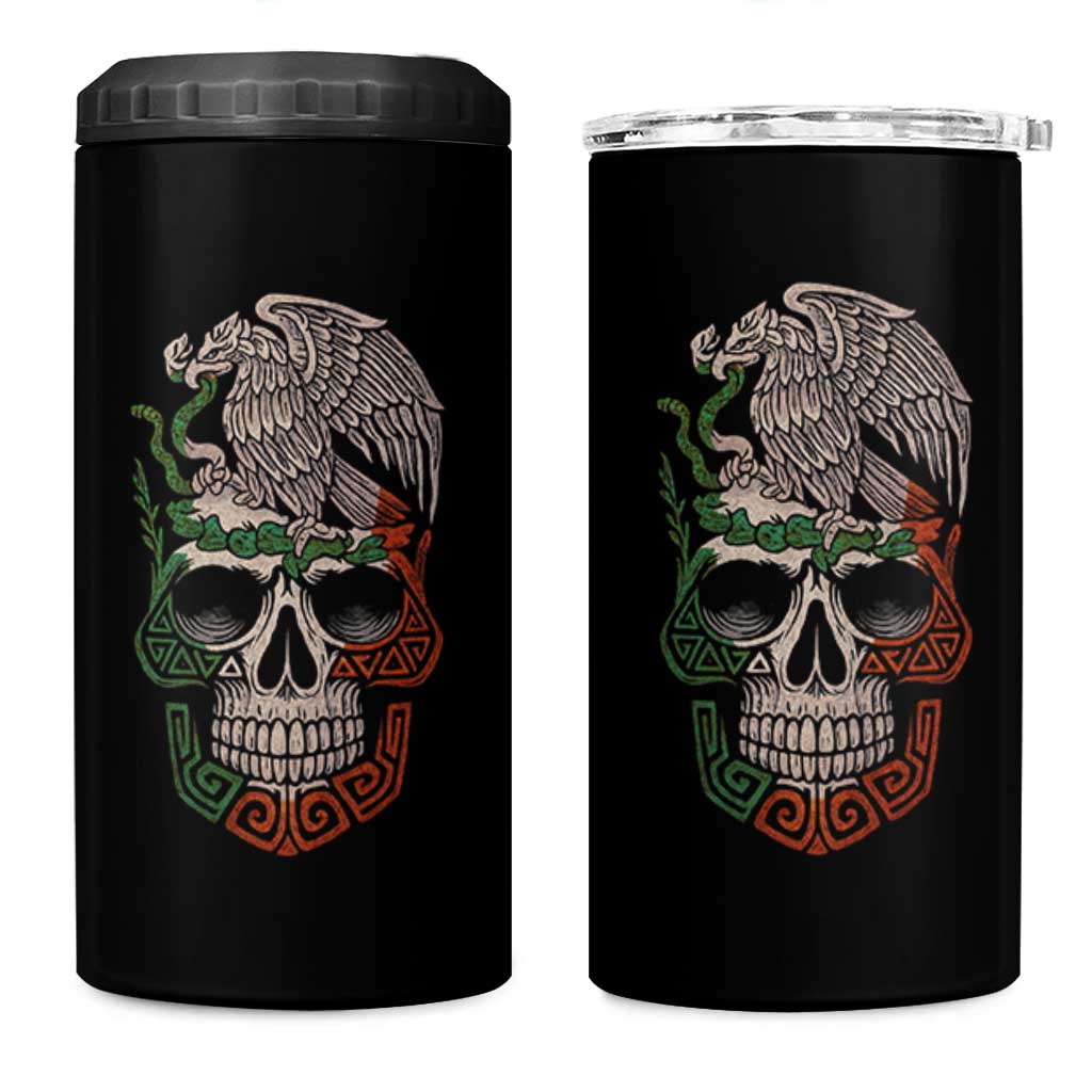 Mexico Coat of Arms Skull 4 in 1 Can Cooler Tumbler Eagle Mexican Flag Mexico Heritage Roots - Wonder Print Shop