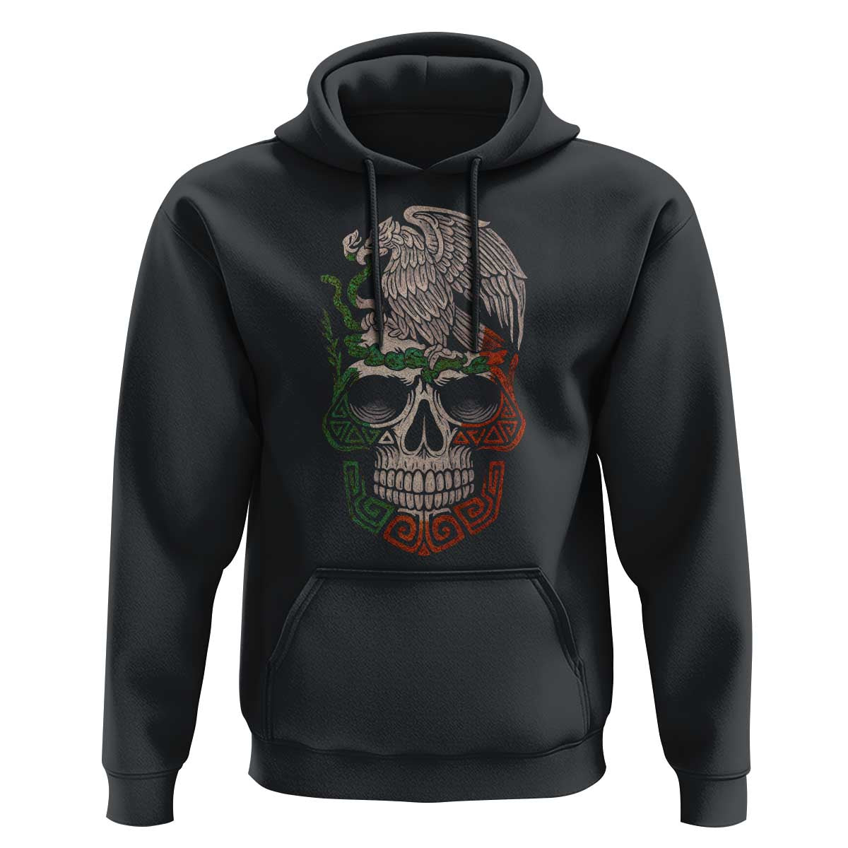 Mexico Coat of Arms Skull Hoodie Eagle Mexican Flag Mexico Heritage Roots - Wonder Print Shop