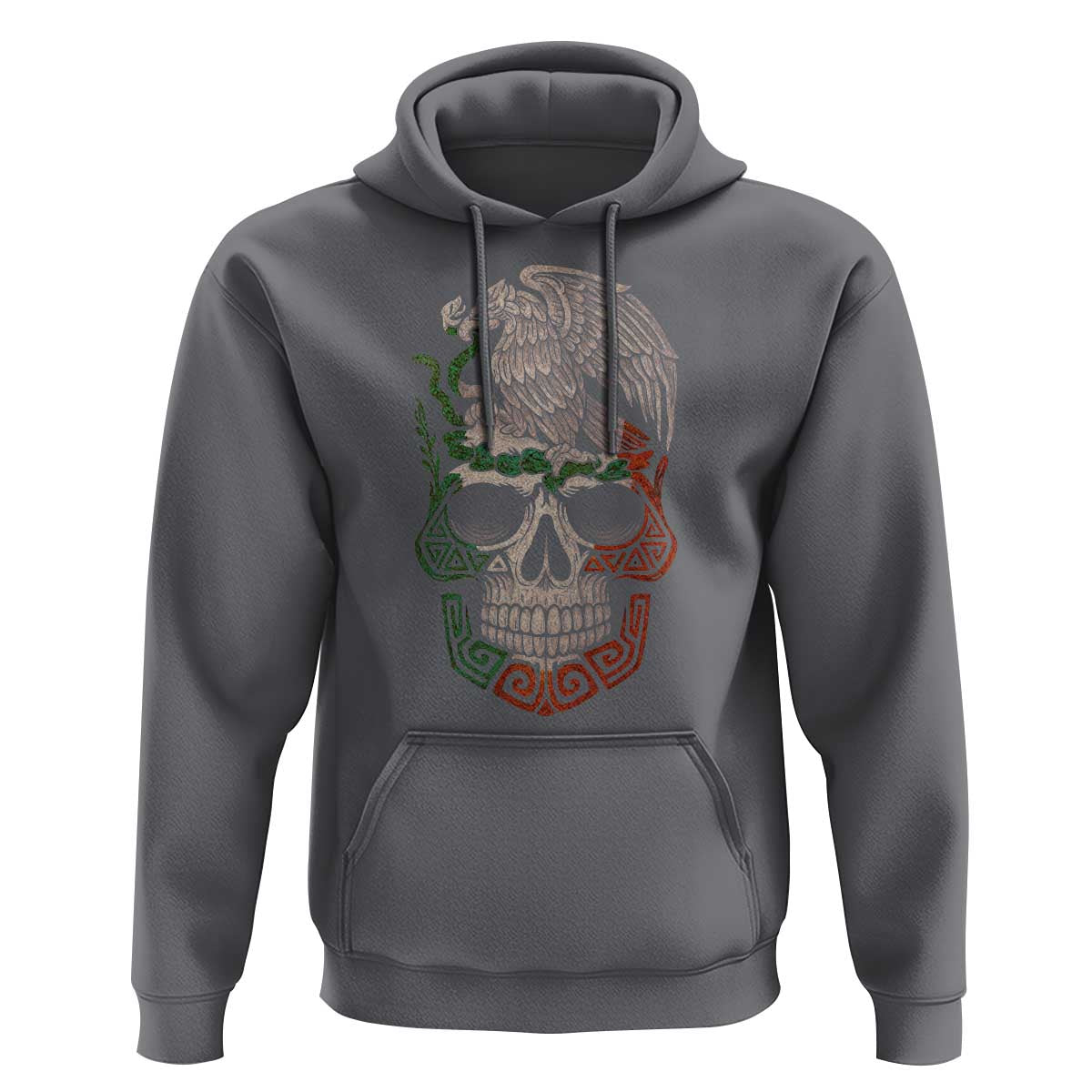 Mexico Coat of Arms Skull Hoodie Eagle Mexican Flag Mexico Heritage Roots - Wonder Print Shop