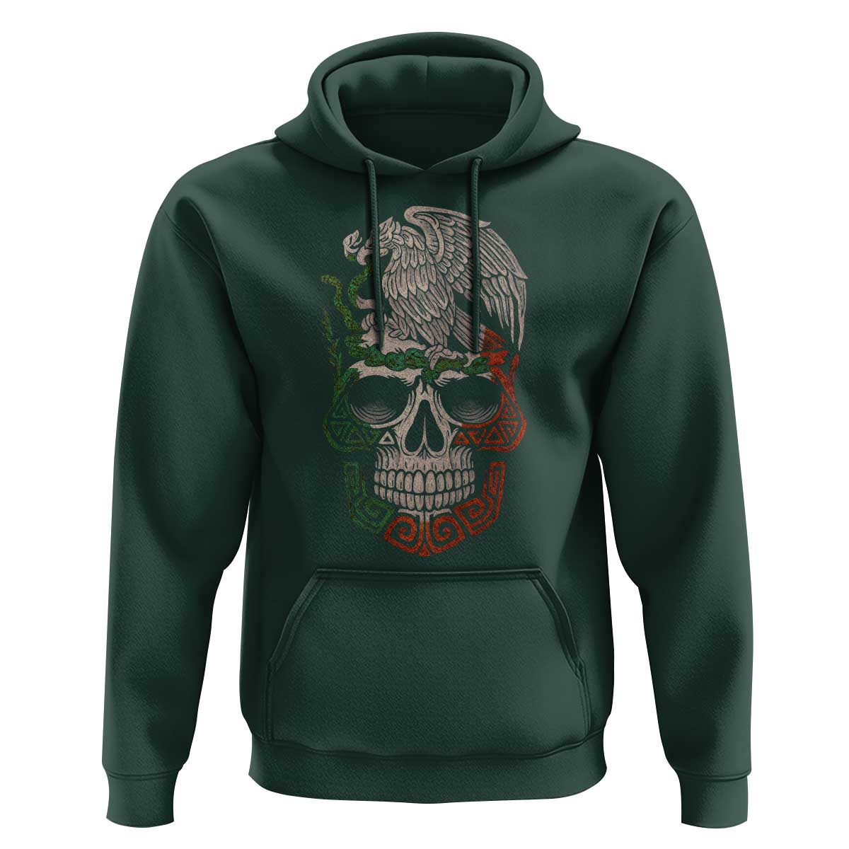 Mexico Coat of Arms Skull Hoodie Eagle Mexican Flag Mexico Heritage Roots - Wonder Print Shop