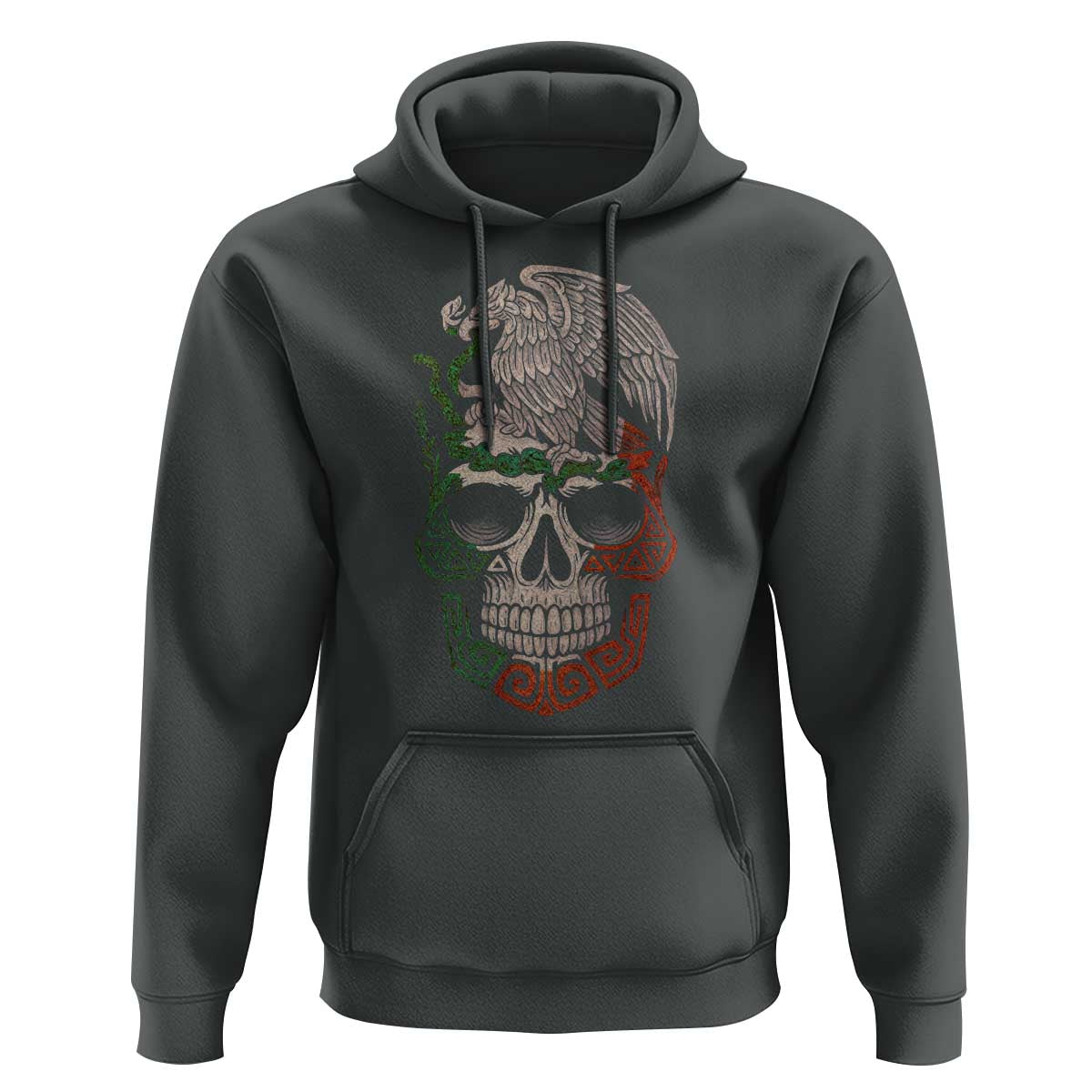 Mexico Coat of Arms Skull Hoodie Eagle Mexican Flag Mexico Heritage Roots - Wonder Print Shop