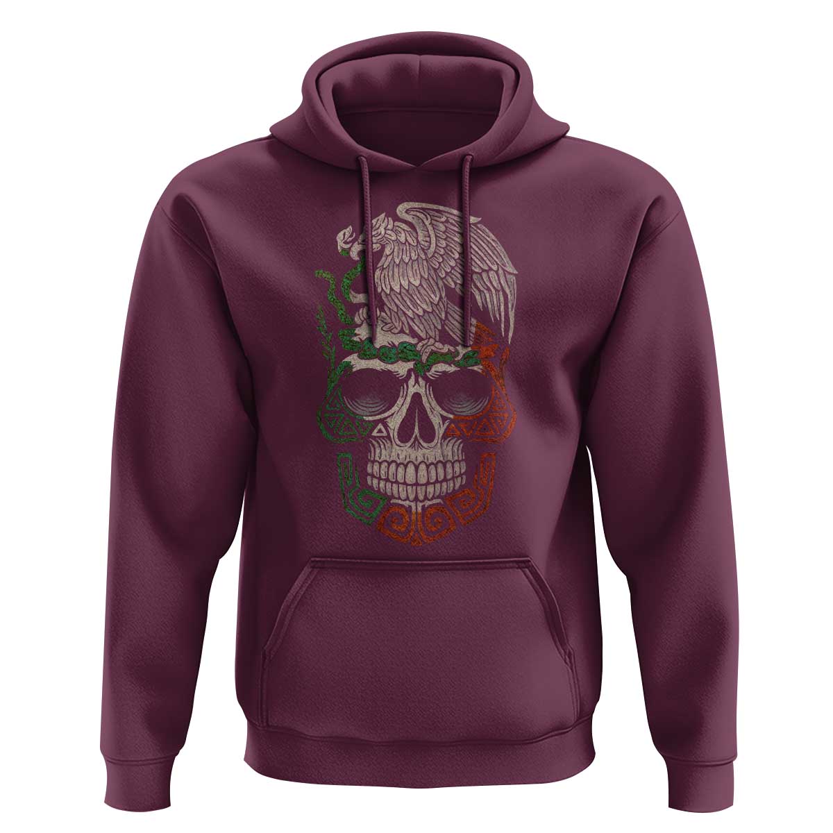 Mexico Coat of Arms Skull Hoodie Eagle Mexican Flag Mexico Heritage Roots - Wonder Print Shop