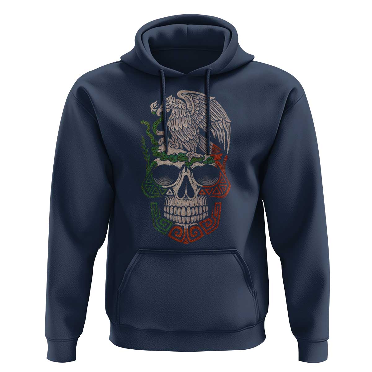 Mexico Coat of Arms Skull Hoodie Eagle Mexican Flag Mexico Heritage Roots - Wonder Print Shop