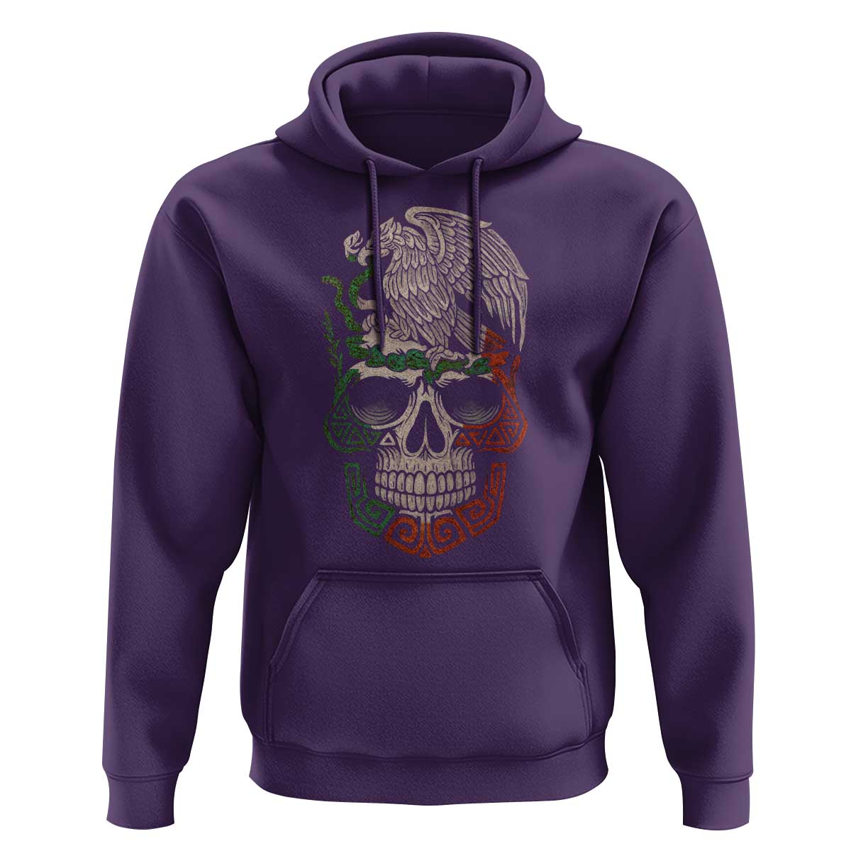 Mexico Coat of Arms Skull Hoodie Eagle Mexican Flag Mexico Heritage Roots - Wonder Print Shop