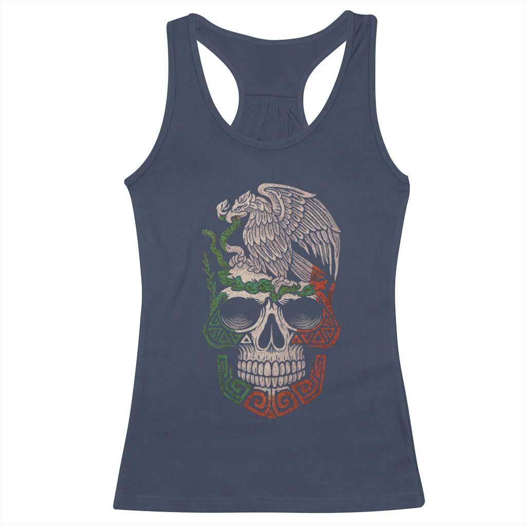Mexico Coat of Arms Skull Racerback Tank Top Eagle Mexican Flag Mexico Heritage Roots - Wonder Print Shop