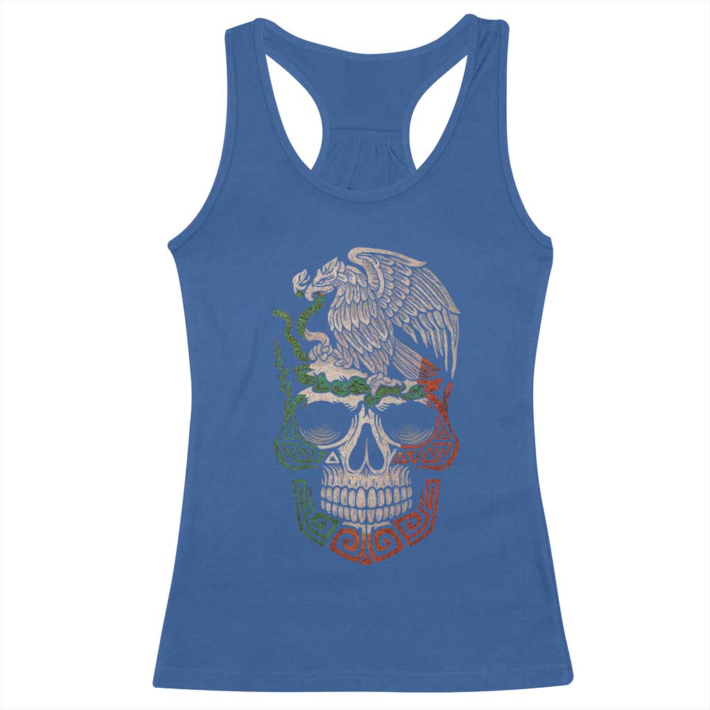 Mexico Coat of Arms Skull Racerback Tank Top Eagle Mexican Flag Mexico Heritage Roots - Wonder Print Shop