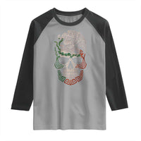 Mexico Coat of Arms Skull Raglan Shirt Eagle Mexican Flag Mexico Heritage Roots - Wonder Print Shop