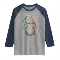 Mexico Coat of Arms Skull Raglan Shirt Eagle Mexican Flag Mexico Heritage Roots - Wonder Print Shop