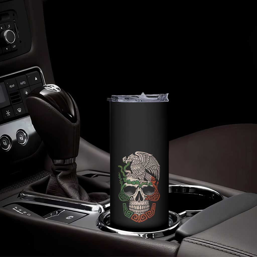 Mexico Coat of Arms Skull Skinny Tumbler Eagle Mexican Flag Mexico Heritage Roots - Wonder Print Shop