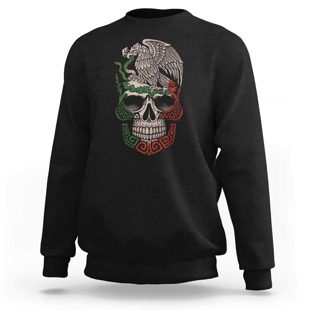Mexico Coat of Arms Skull Sweatshirt Eagle Mexican Flag Mexico Heritage Roots - Wonder Print Shop
