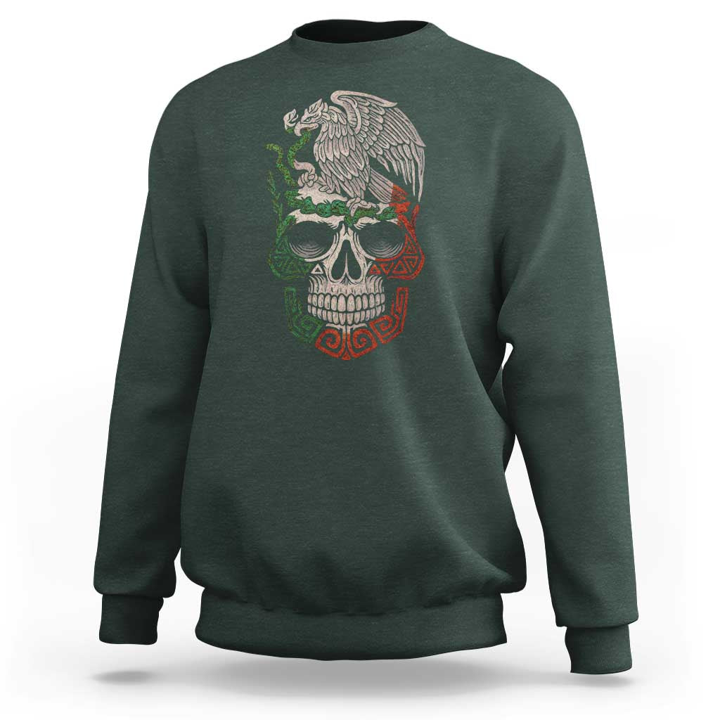Mexico Coat of Arms Skull Sweatshirt Eagle Mexican Flag Mexico Heritage Roots - Wonder Print Shop