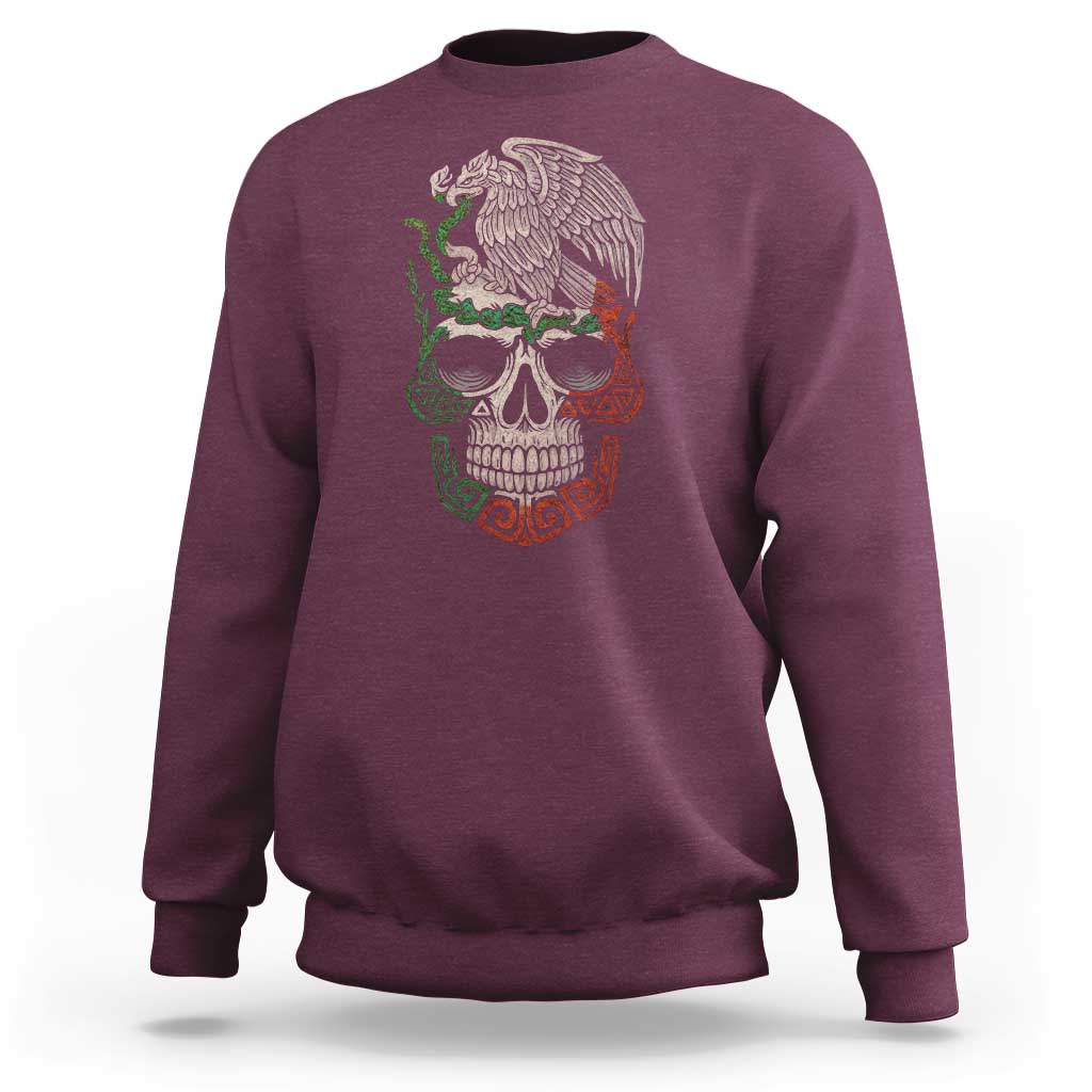 Mexico Coat of Arms Skull Sweatshirt Eagle Mexican Flag Mexico Heritage Roots - Wonder Print Shop