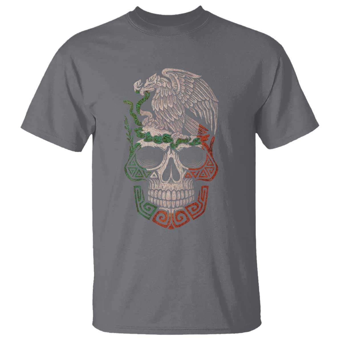 Mexico Coat of Arms Skull T Shirt Eagle Mexican Flag Mexico Heritage Roots - Wonder Print Shop