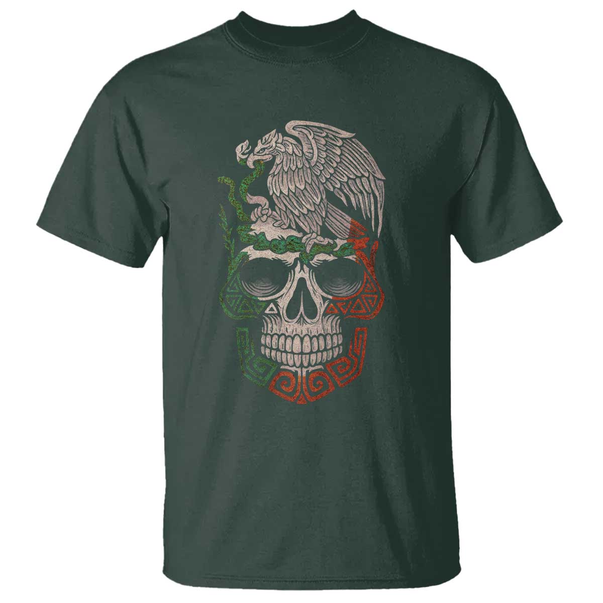 Mexico Coat of Arms Skull T Shirt Eagle Mexican Flag Mexico Heritage Roots - Wonder Print Shop