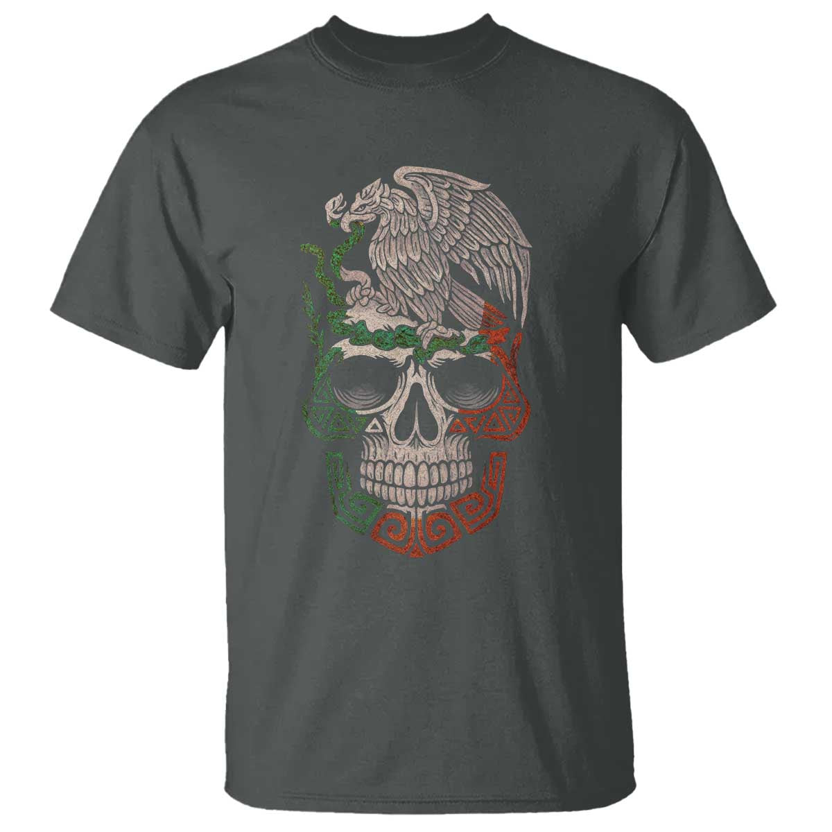 Mexico Coat of Arms Skull T Shirt Eagle Mexican Flag Mexico Heritage Roots - Wonder Print Shop