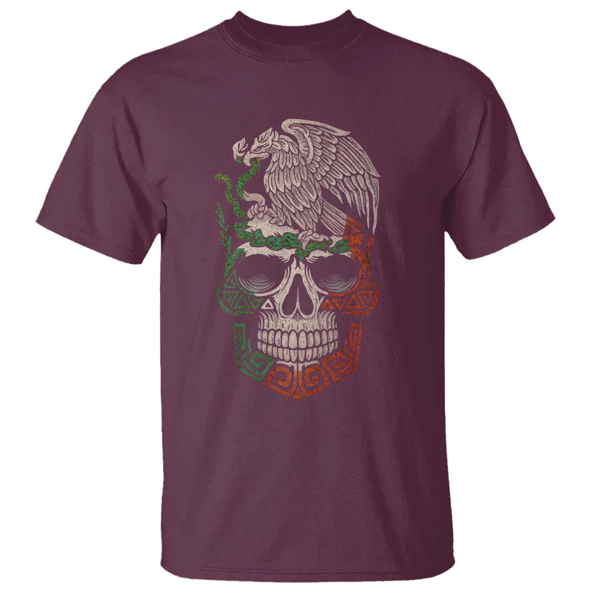 Mexico Coat of Arms Skull T Shirt Eagle Mexican Flag Mexico Heritage Roots - Wonder Print Shop