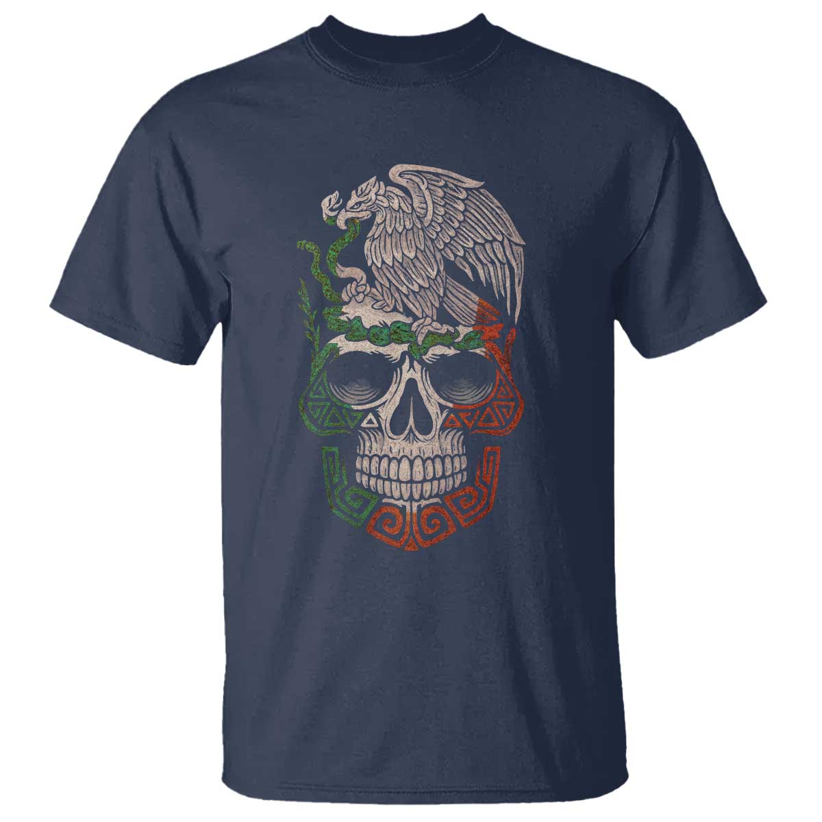 Mexico Coat of Arms Skull T Shirt Eagle Mexican Flag Mexico Heritage Roots - Wonder Print Shop