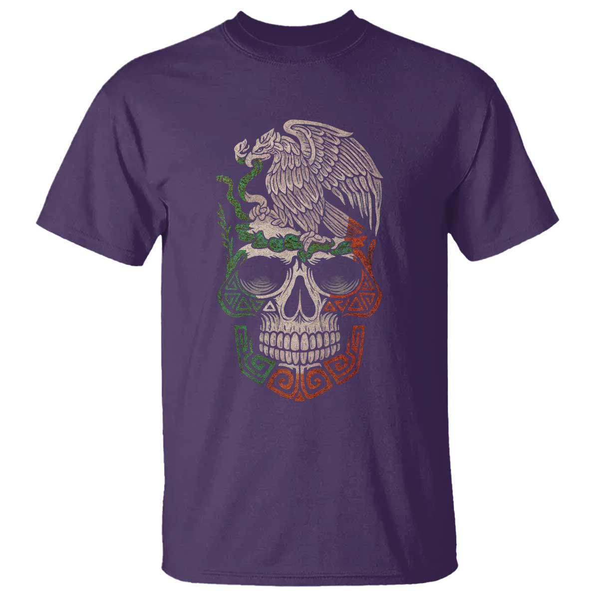 Mexico Coat of Arms Skull T Shirt Eagle Mexican Flag Mexico Heritage Roots - Wonder Print Shop