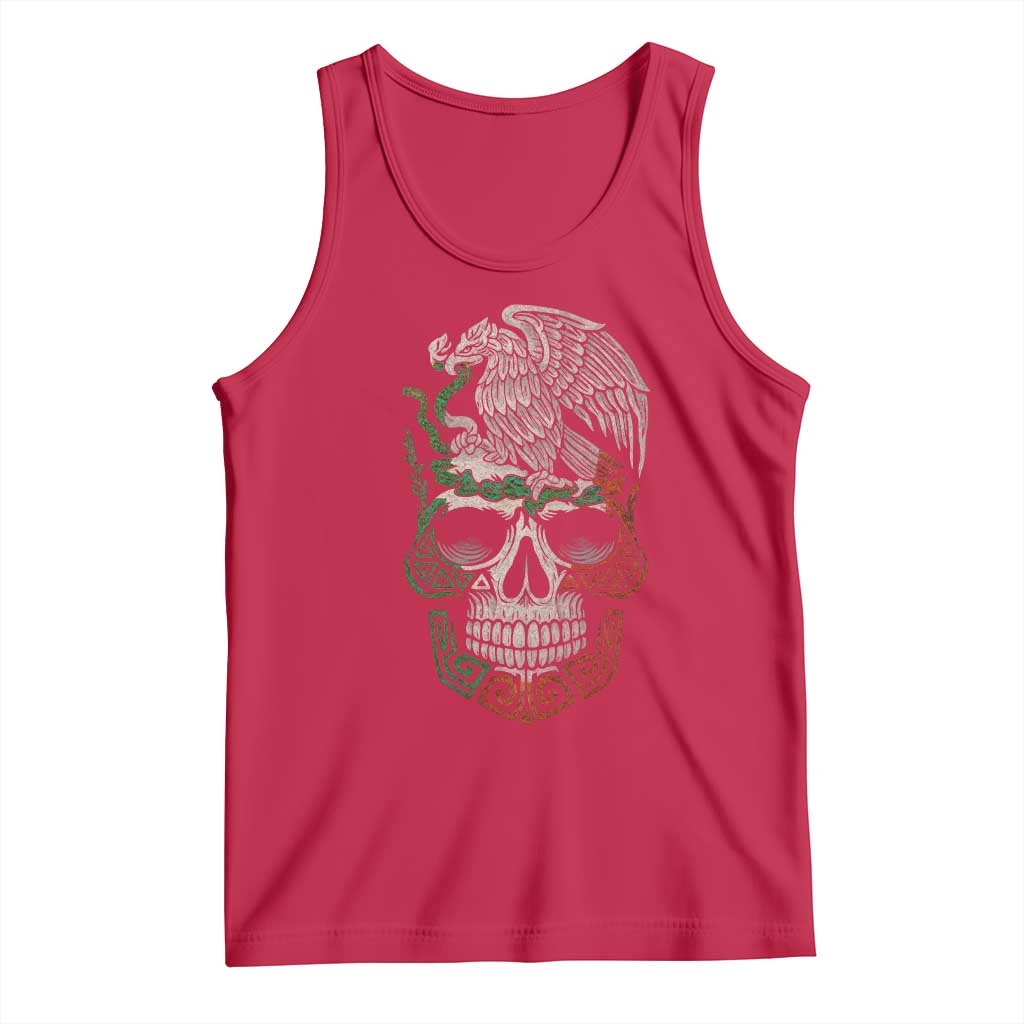 Mexico Coat of Arms Skull Tank Top Eagle Mexican Flag Mexico Heritage Roots - Wonder Print Shop