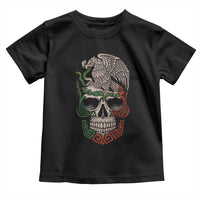 Mexico Coat of Arms Skull Toddler T Shirt Eagle Mexican Flag Mexico Heritage Roots - Wonder Print Shop