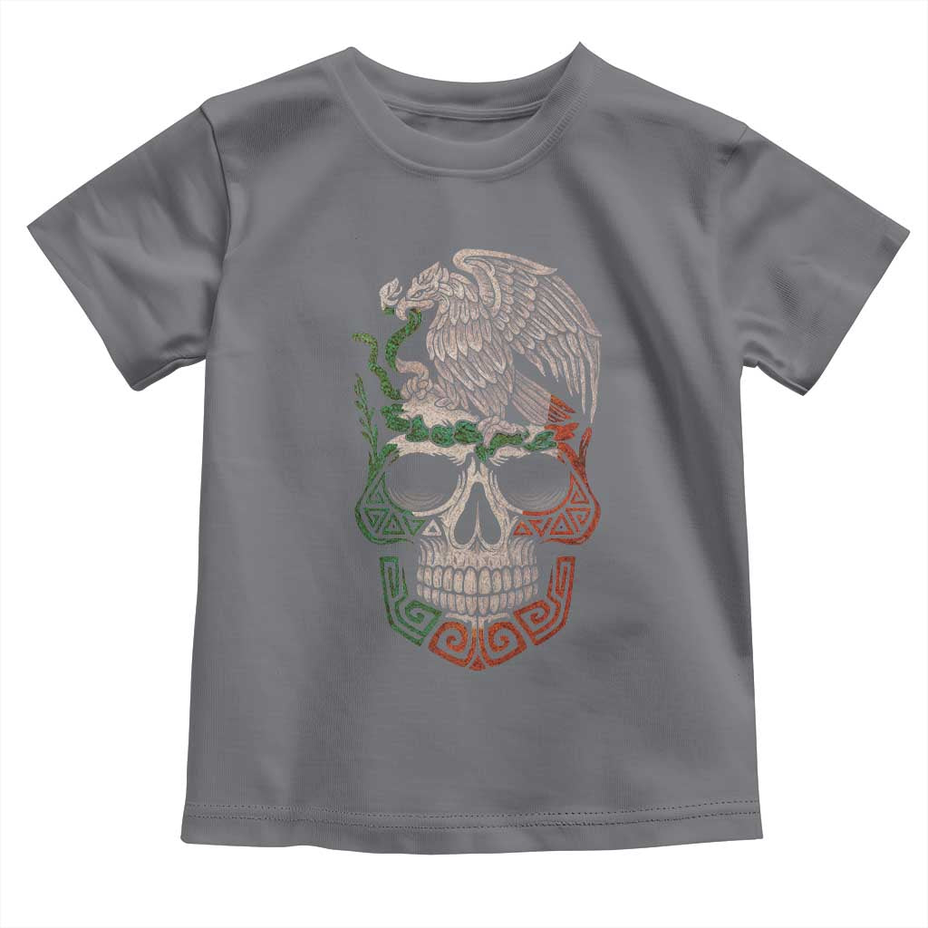 Mexico Coat of Arms Skull Toddler T Shirt Eagle Mexican Flag Mexico Heritage Roots - Wonder Print Shop