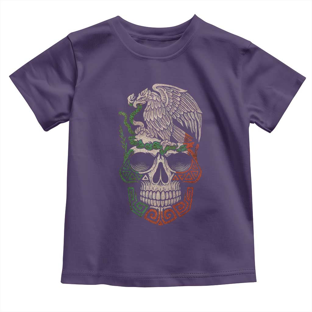 Mexico Coat of Arms Skull Toddler T Shirt Eagle Mexican Flag Mexico Heritage Roots - Wonder Print Shop