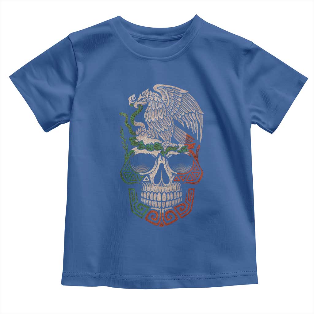 Mexico Coat of Arms Skull Toddler T Shirt Eagle Mexican Flag Mexico Heritage Roots - Wonder Print Shop