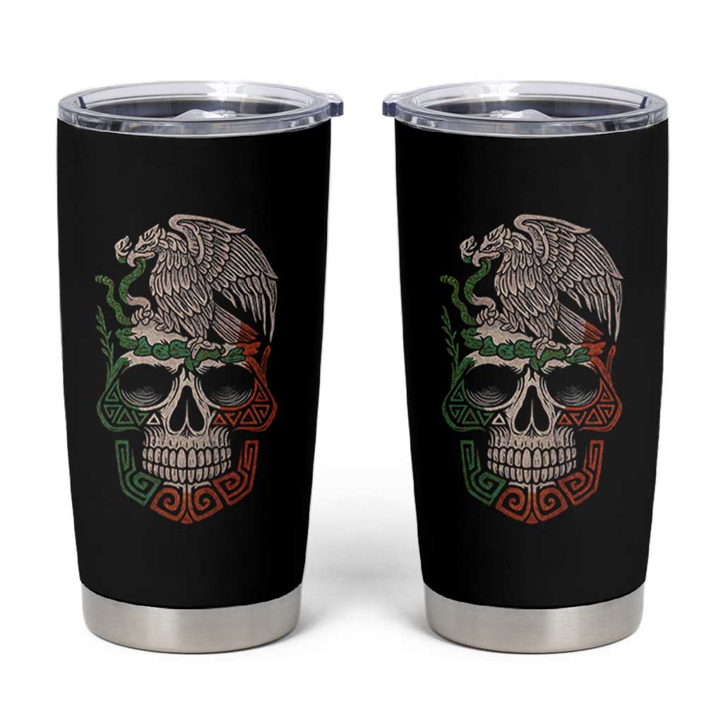 Mexico Coat of Arms Skull Tumbler Cup Eagle Mexican Flag Mexico Heritage Roots - Wonder Print Shop