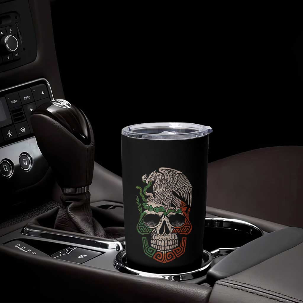 Mexico Coat of Arms Skull Tumbler Cup Eagle Mexican Flag Mexico Heritage Roots - Wonder Print Shop