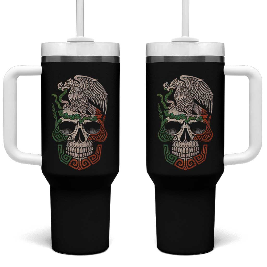 Mexico Coat of Arms Skull Tumbler With Handle Eagle Mexican Flag Mexico Heritage Roots - Wonder Print Shop