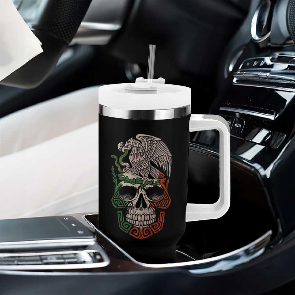 Mexico Coat of Arms Skull Tumbler With Handle Eagle Mexican Flag Mexico Heritage Roots - Wonder Print Shop
