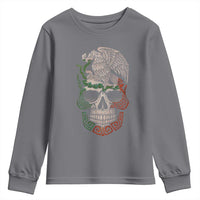 Mexico Coat of Arms Skull Youth Sweatshirt Eagle Mexican Flag Mexico Heritage Roots - Wonder Print Shop