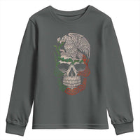Mexico Coat of Arms Skull Youth Sweatshirt Eagle Mexican Flag Mexico Heritage Roots - Wonder Print Shop