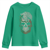Mexico Coat of Arms Skull Youth Sweatshirt Eagle Mexican Flag Mexico Heritage Roots - Wonder Print Shop