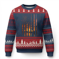 American Flag Fishing Ugly Christmas Sweater Fish Fisher Fisherman Fishing Rod Sunset - Wonder Print Shop