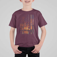 American Flag Fishing T Shirt For Kid Fish Fisher Fisherman Fishing Rod Sunset - Wonder Print Shop