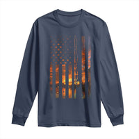 American Flag Fishing Long Sleeve Shirt Fish Fisher Fisherman Fishing Rod Sunset - Wonder Print Shop