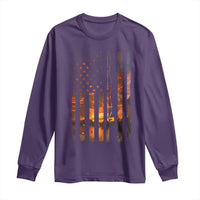 American Flag Fishing Long Sleeve Shirt Fish Fisher Fisherman Fishing Rod Sunset - Wonder Print Shop
