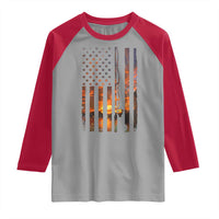 American Flag Fishing Raglan Shirt Fish Fisher Fisherman Fishing Rod Sunset - Wonder Print Shop