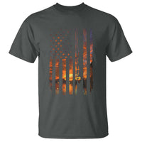 American Flag Fishing T Shirt Fish Fisher Fisherman Fishing Rod Sunset - Wonder Print Shop