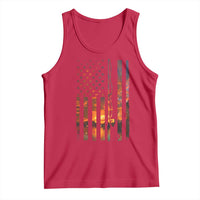 American Flag Fishing Tank Top Fish Fisher Fisherman Fishing Rod Sunset - Wonder Print Shop